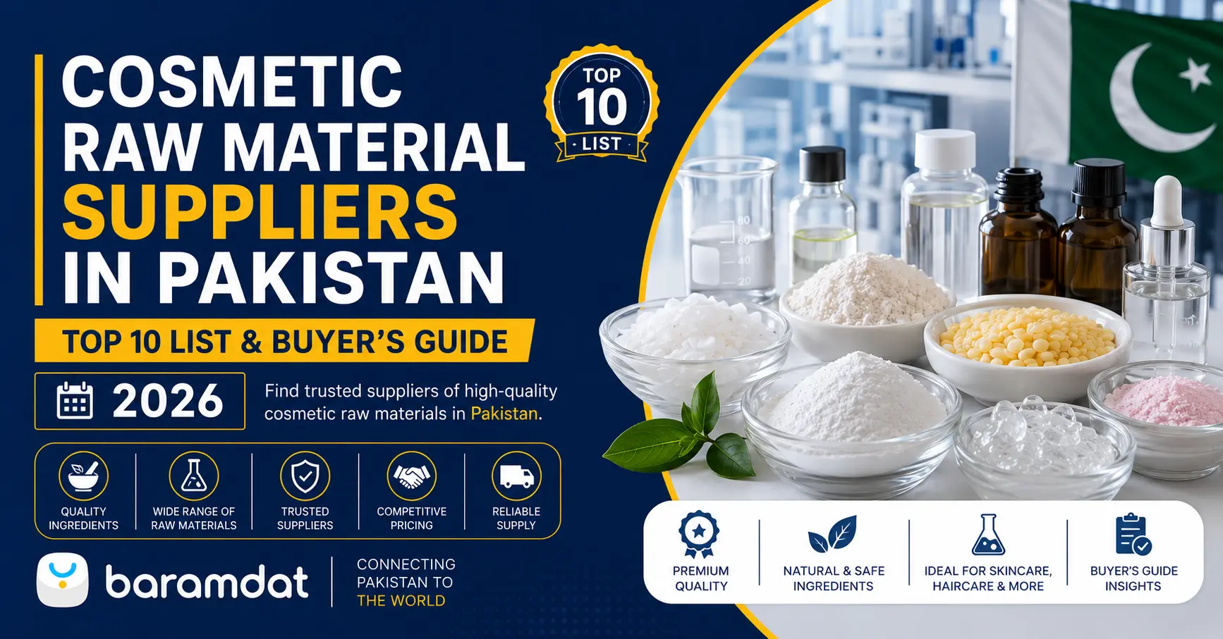 Cosmetic Raw Material Suppliers in Pakistan: Top 10 List & Buyer's Guide (2026)